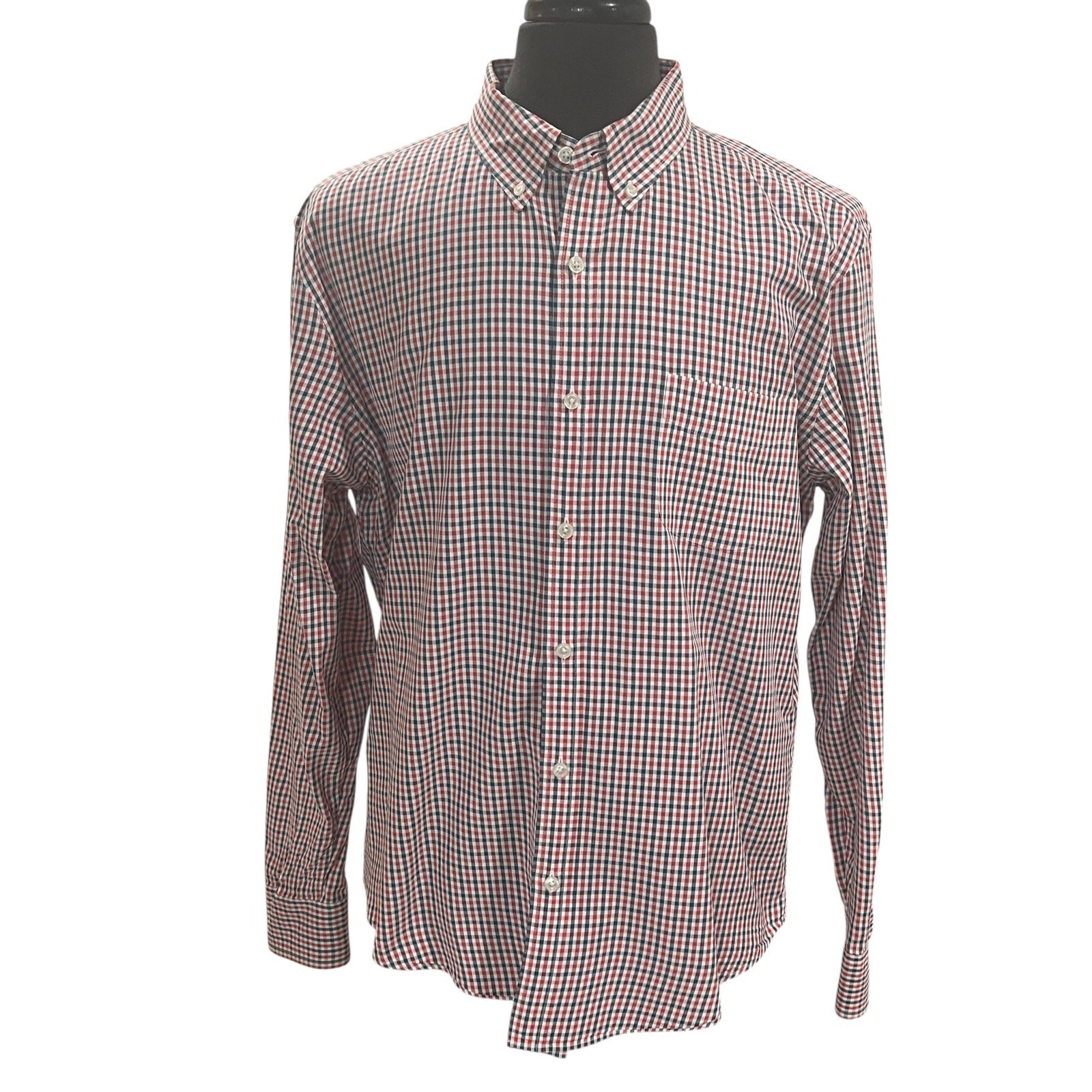 J Crew Slim Red Blue Gingham Check Xl Button Down Long Sleeve Dress Shirt